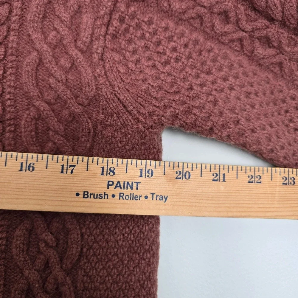 United Arrows Womens Cable Knit Hamilton 100% Lambswool Sweater Sz M Old Money